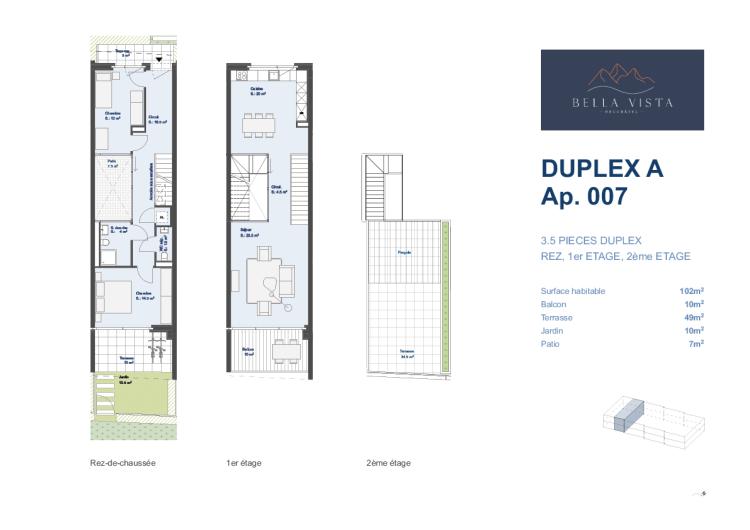 Duplex A - Lot A. 007 - 3,5 pièces