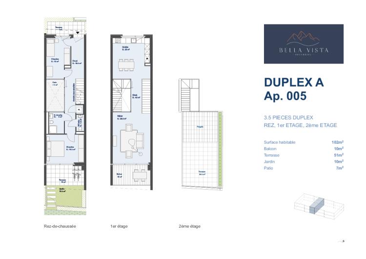 Duplex A - Lot A. 005 - 3,5 pièces