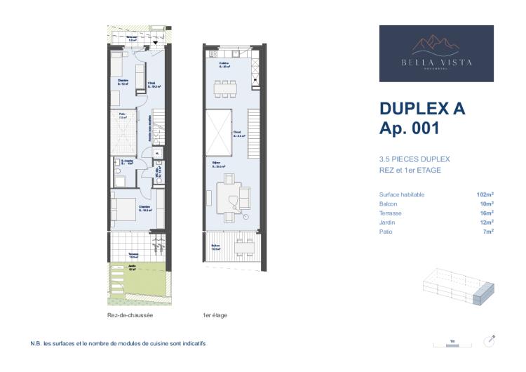 Duplex A - Lot A. 001 - 3,5 pièces