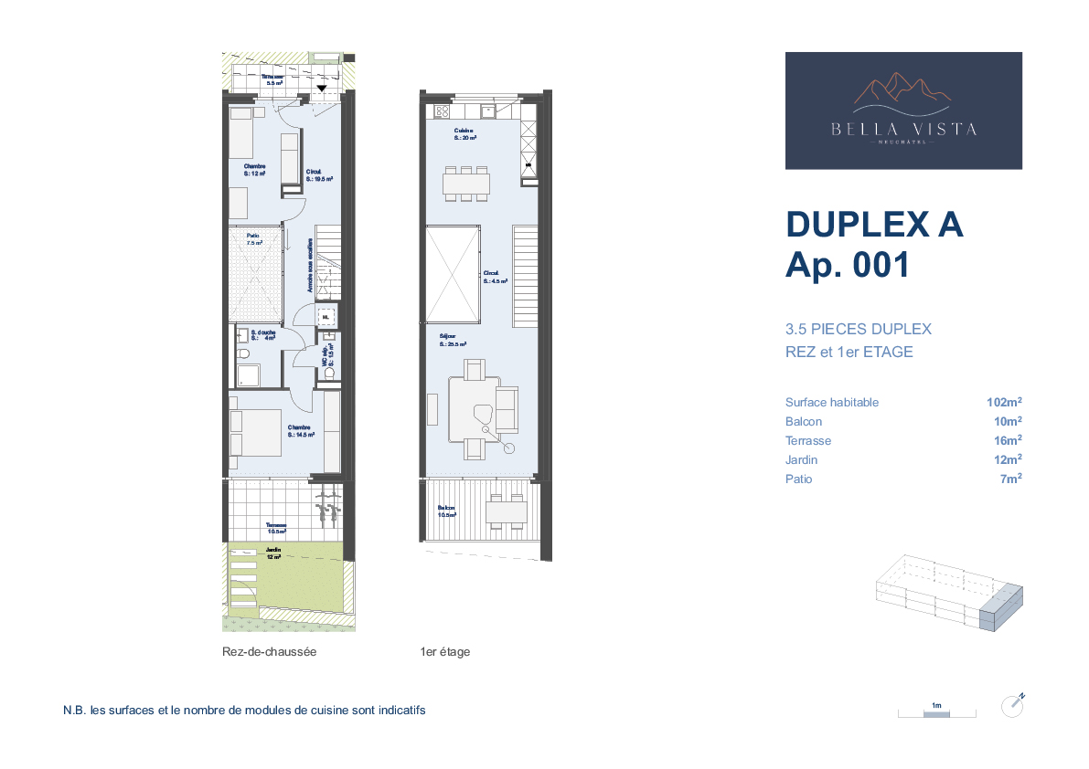 Duplex A - Lot A. 001 - 3,5 pièces