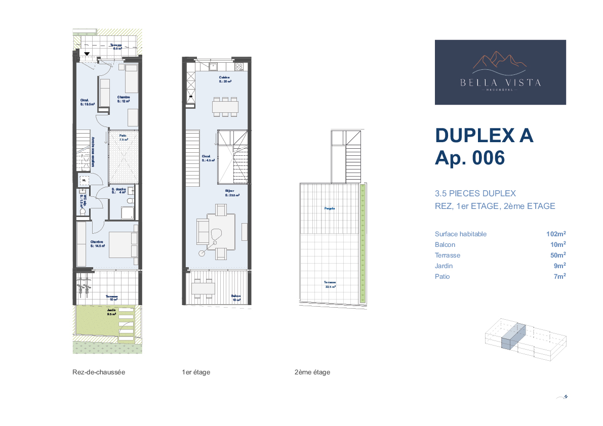 Duplex A - Lot A. 006 - 3,5 pièces