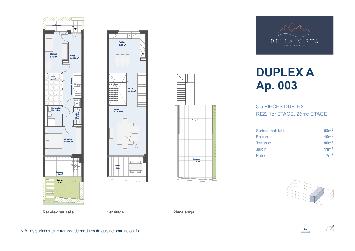 Duplex A - Lot A. 003 - 3,5 pièces