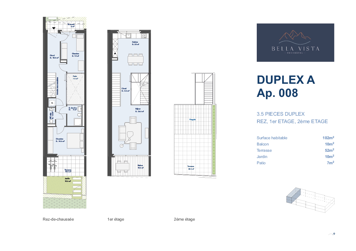 Duplex A - Lot A. 008 - 3,5 pièces