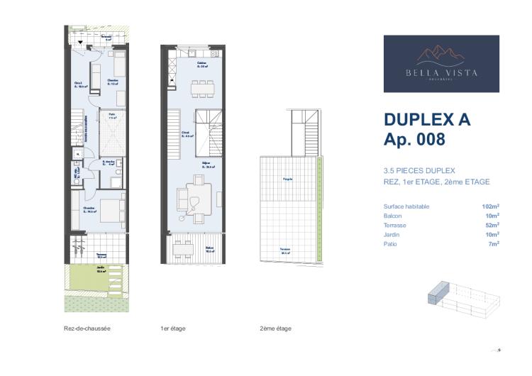 Duplex A - Lot A. 008 - 3,5 pièces